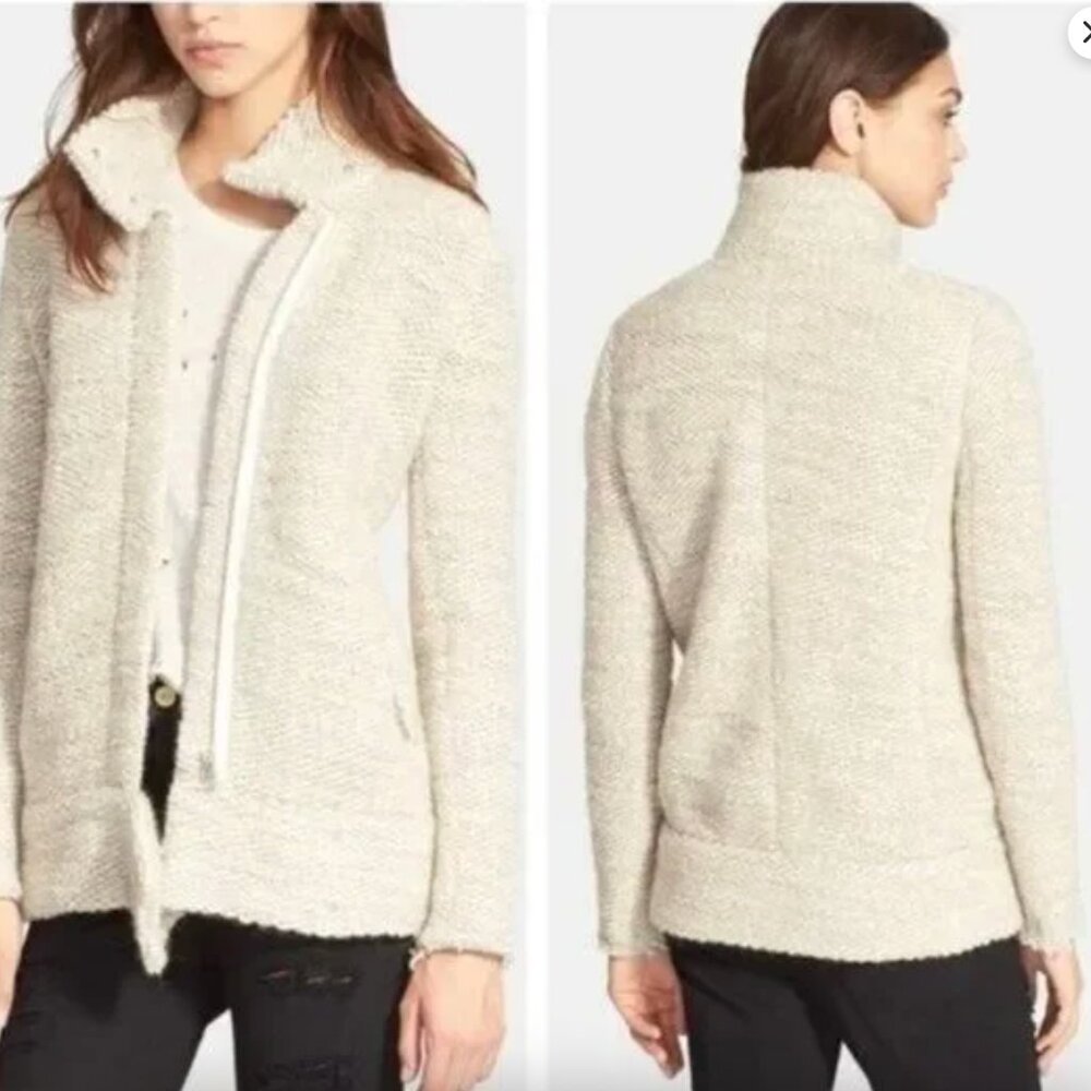 IRO Ajuma Sweater - Tan Heavy Knit Zip Up Size 40